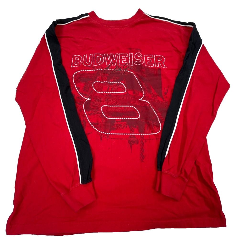 Vintage Nascar Shirt Men Large Tee Dale Earnhardt Jr Long Sleeve Budweiser Y2K